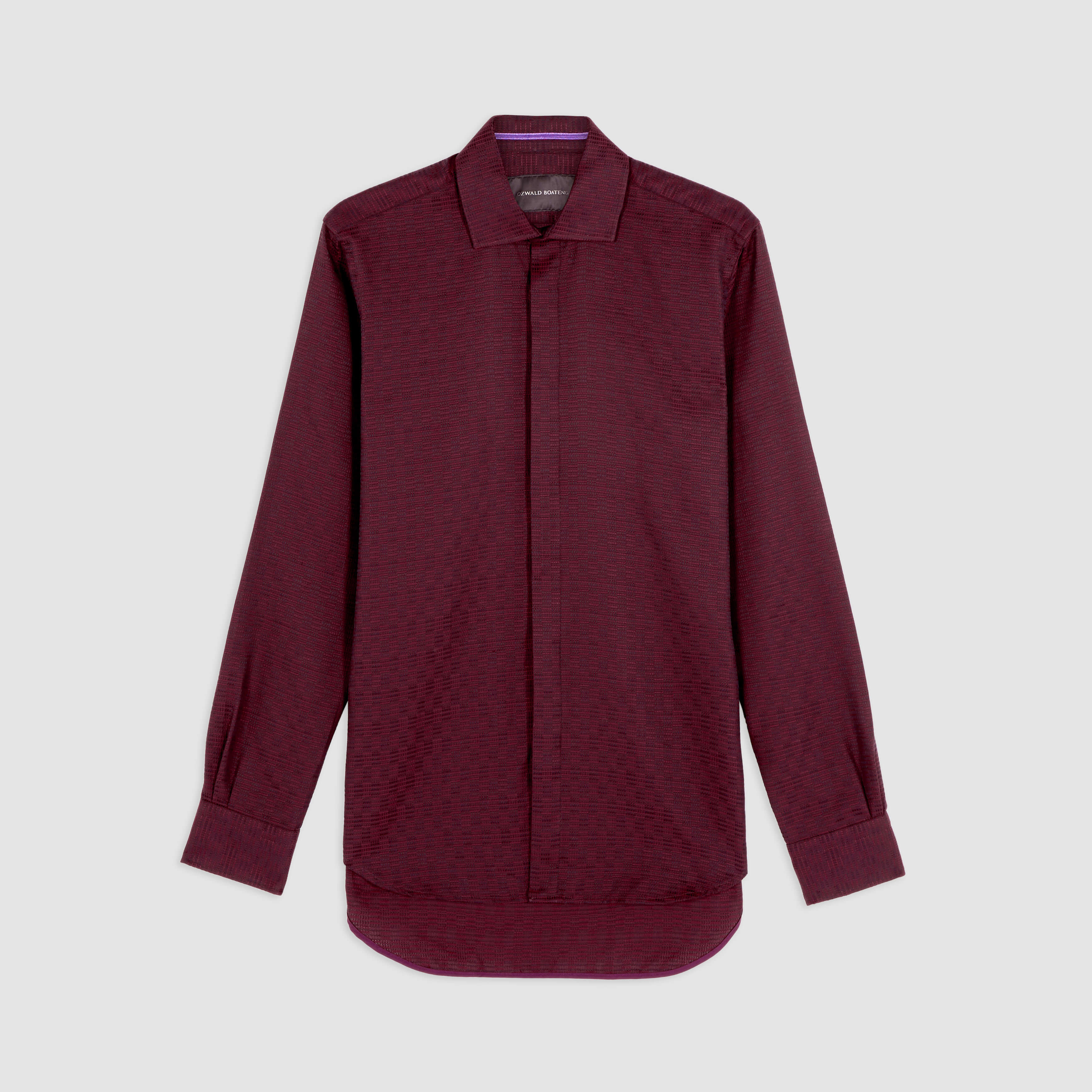 BURGUNDY KENTE WIDE CUT AWAY SHIRT