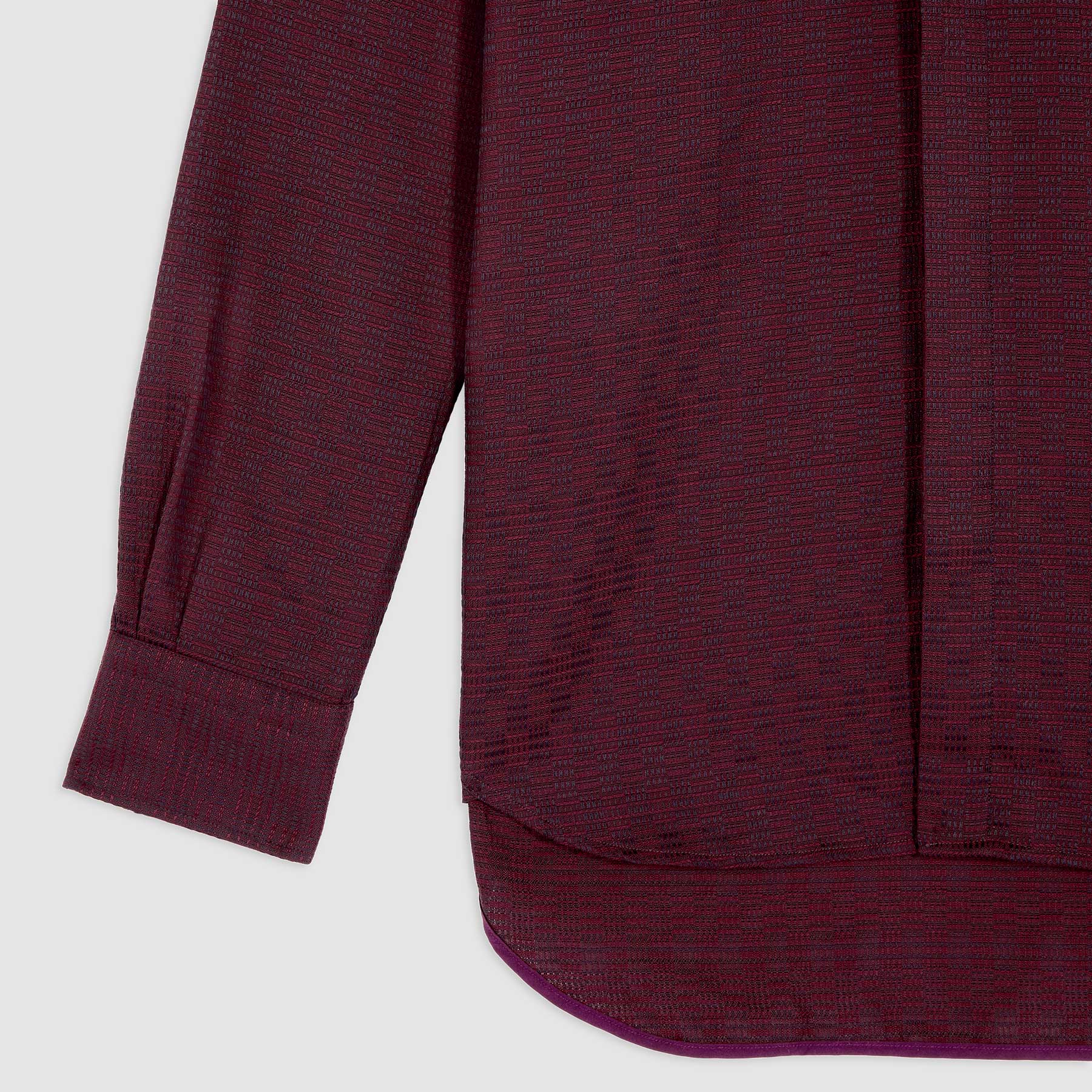 BURGUNDY KENTE WIDE CUT AWAY SHIRT