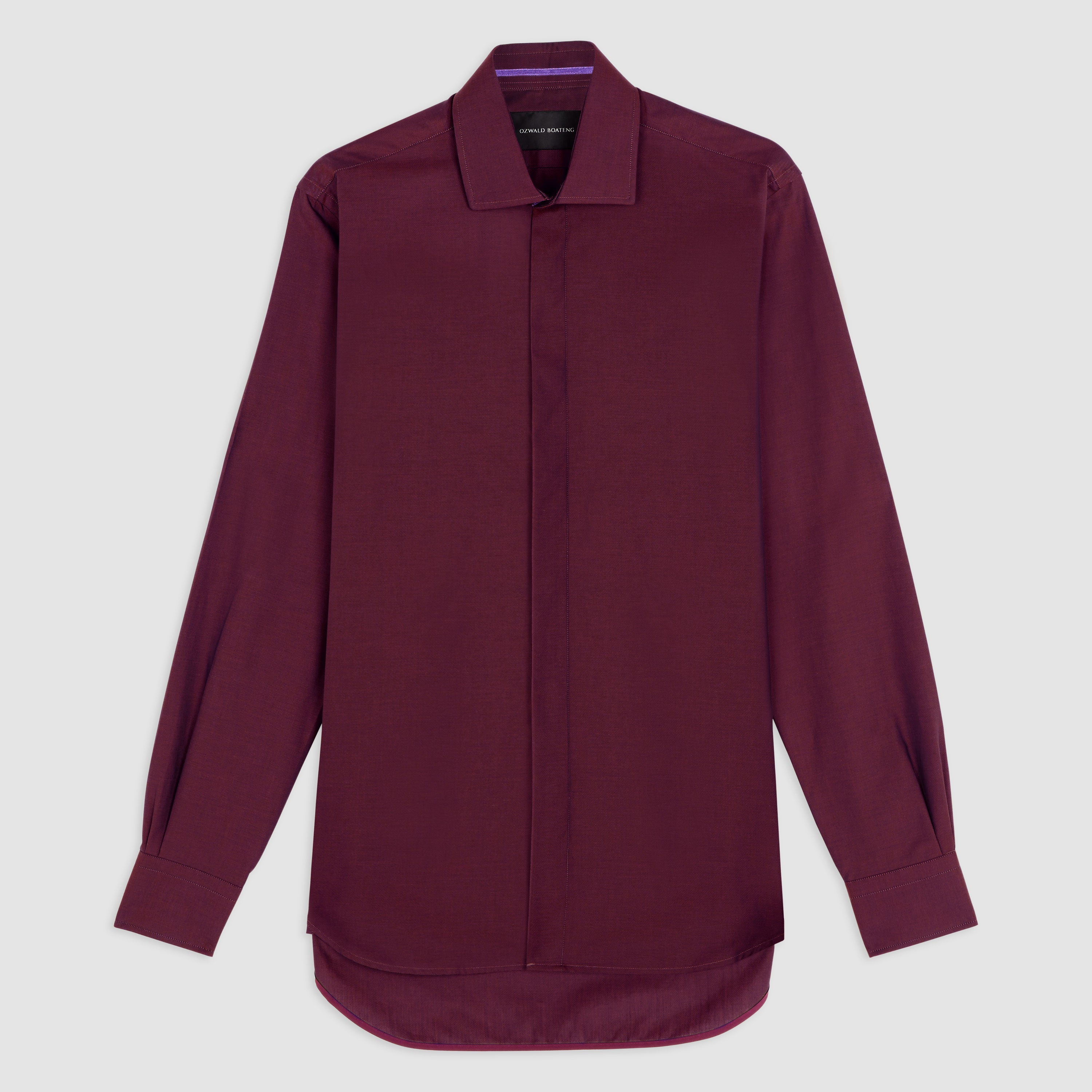 BURGUNDY OXFORD WIDE CUT AWAY COLLAR SHIRT