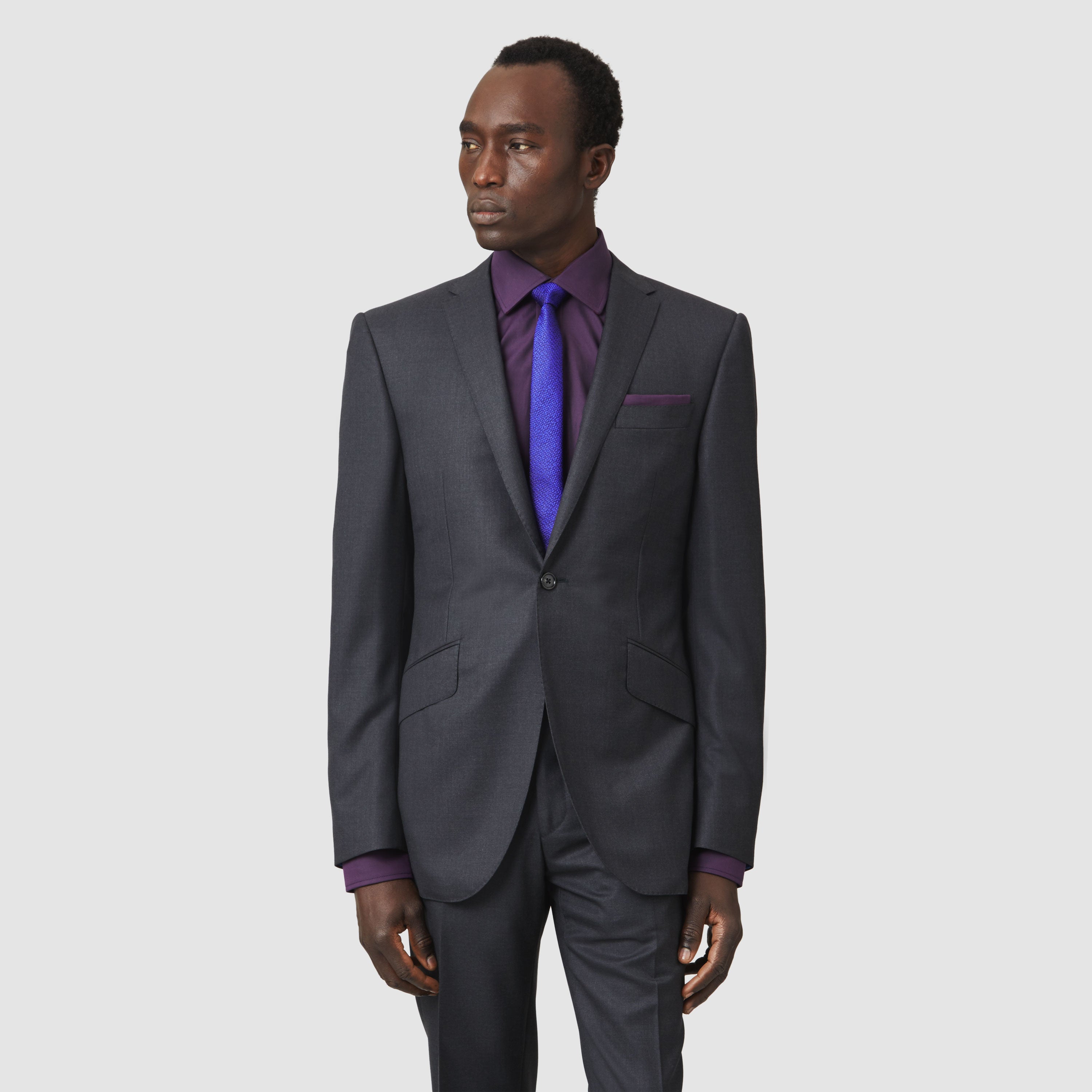 PURPLE OXFORD WIDE CUT AWAY COLLAR SHIRT