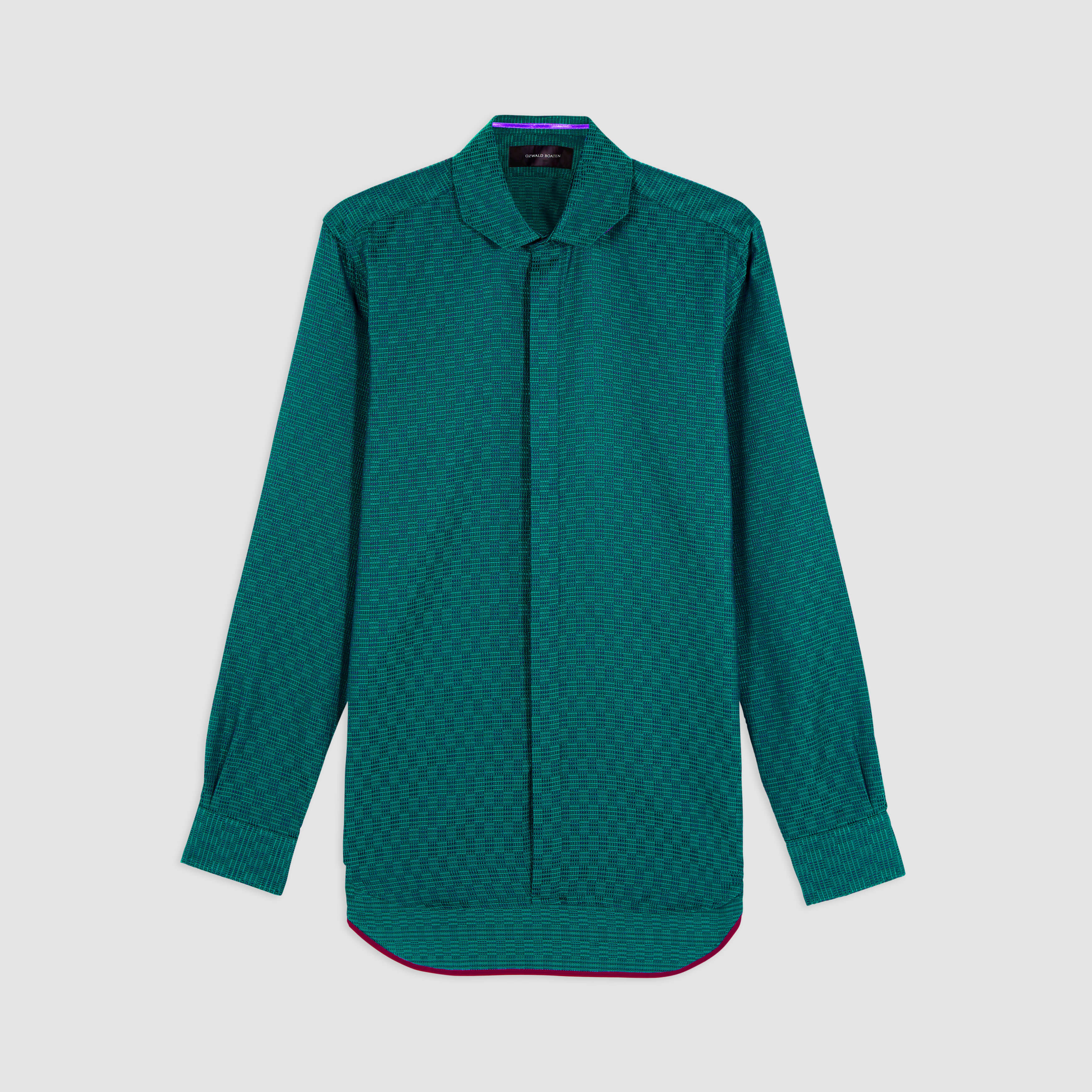 TEAL KENTE CHISEL TIP COLLAR SHIRT