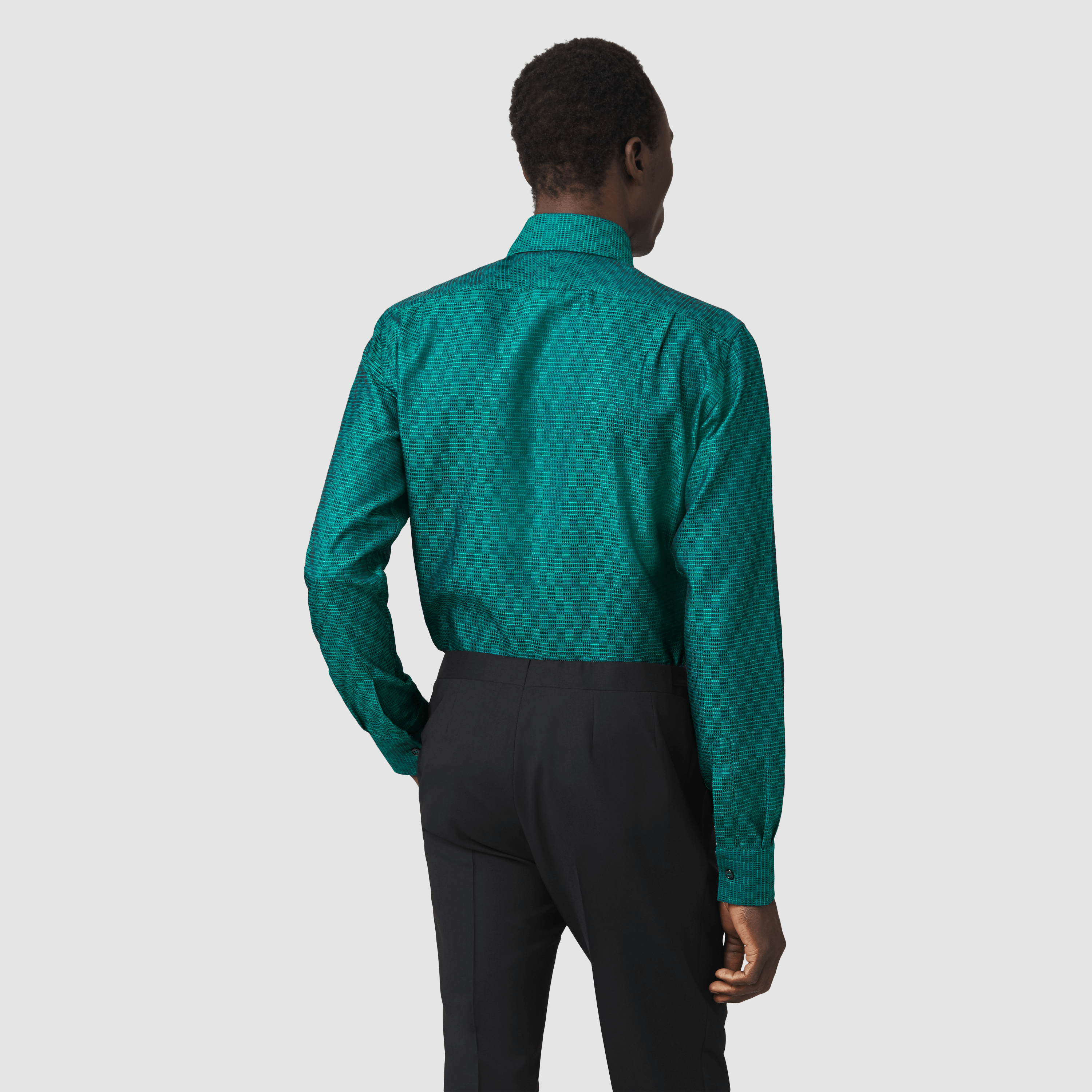 TEAL KENTE CHISEL TIP COLLAR SHIRT