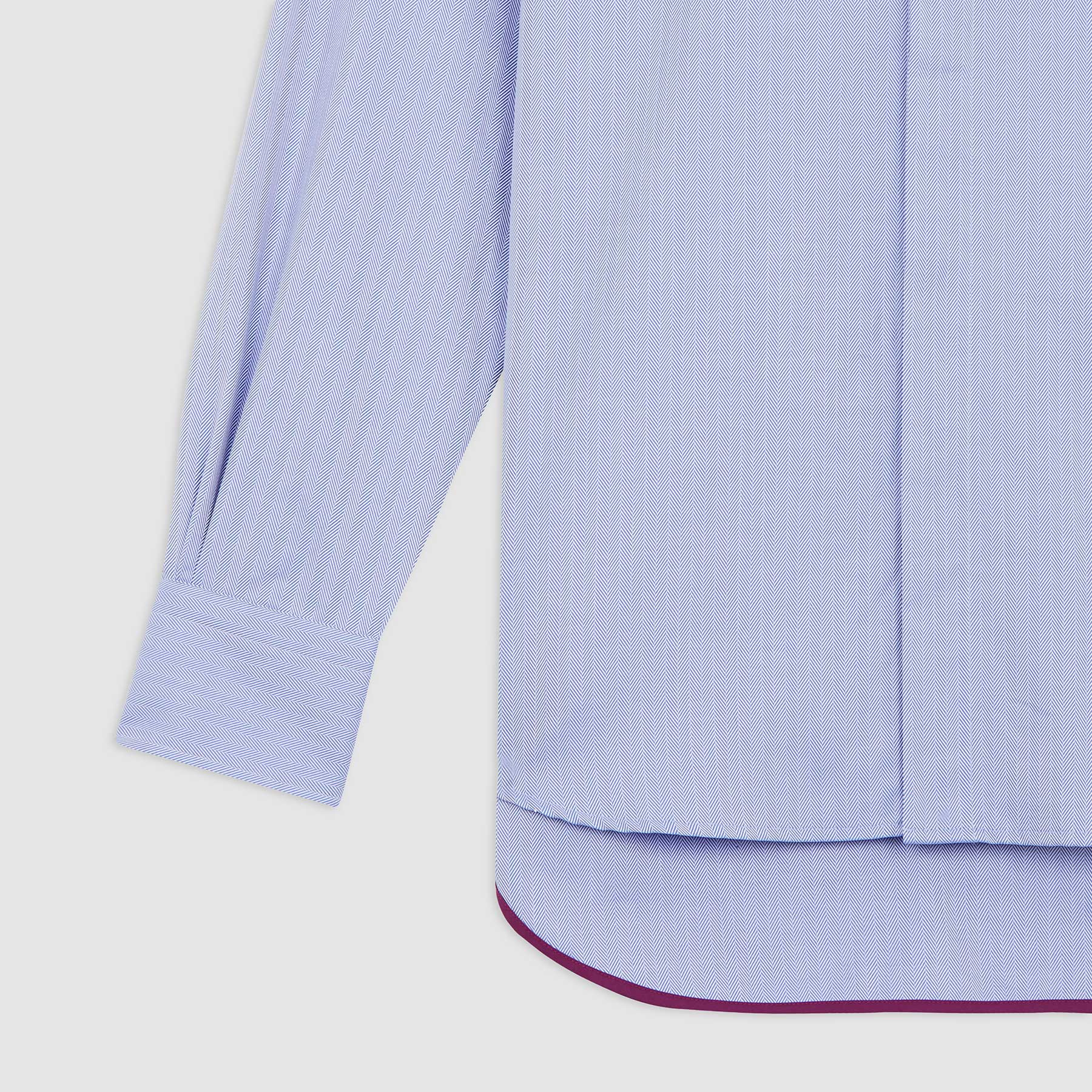 BLUE HERRINGBONE WIDE CUT AWAY COLLAR SHIRT