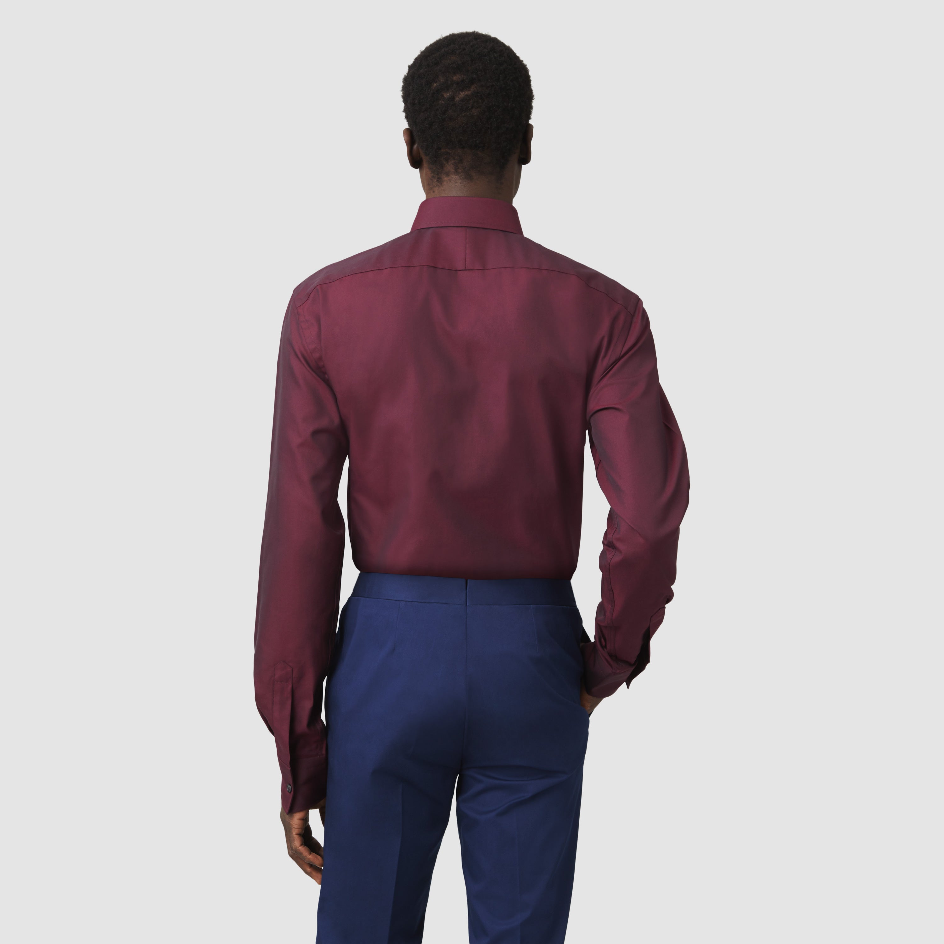 BURGUNDY OXFORD WIDE CUT AWAY COLLAR SHIRT