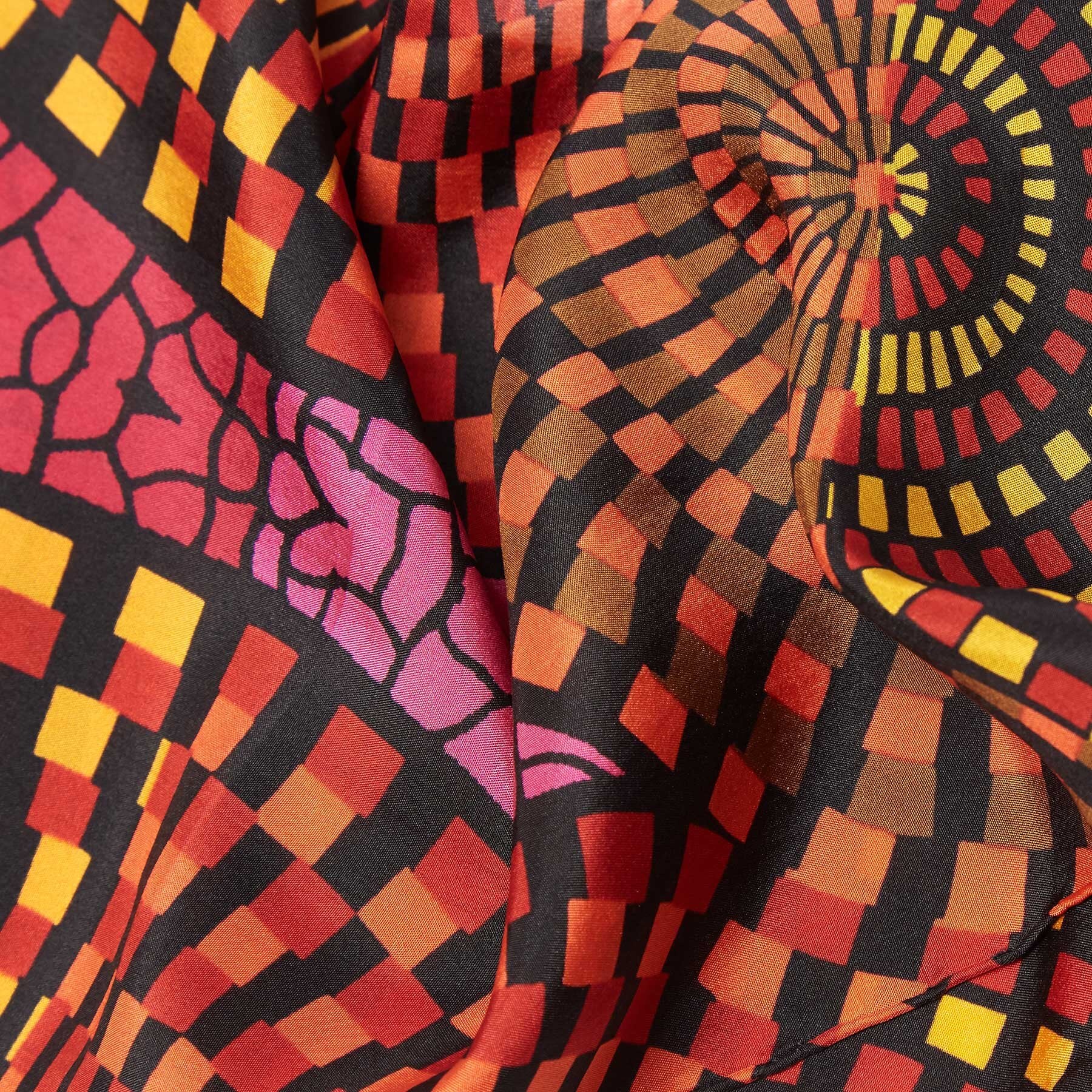 ORANGE & PINK TRIBAL SILK SCARF