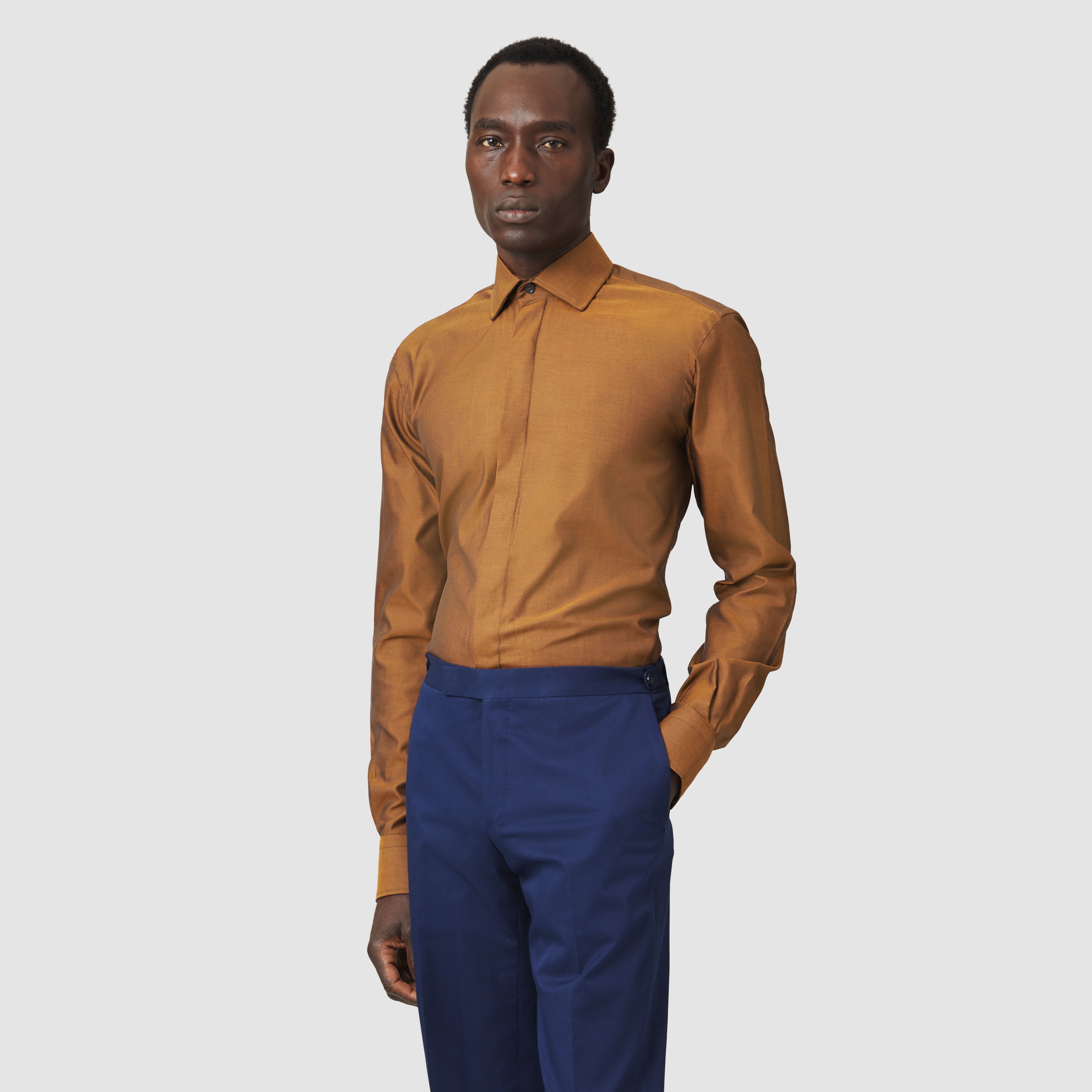 ORANGE OXFORD WIDE CUT AWAY COLLAR SHIRT