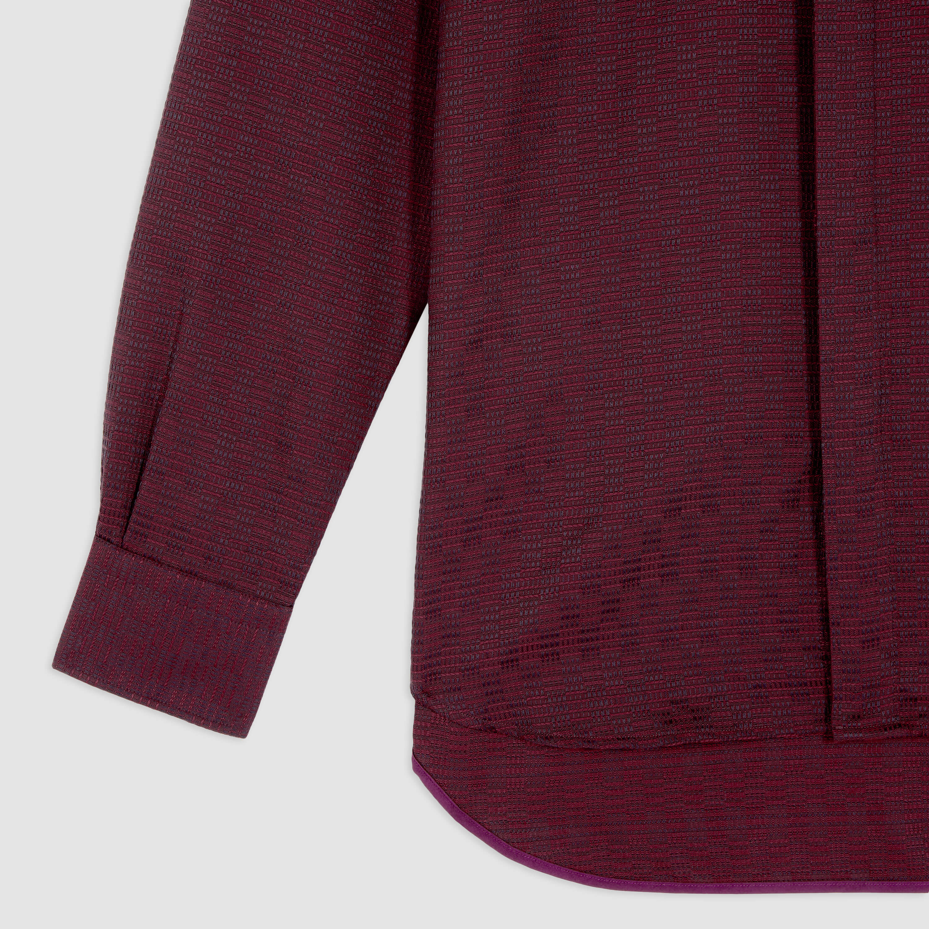 BURGUNDY KENTE CHISEL TIP COLLAR SHIRT