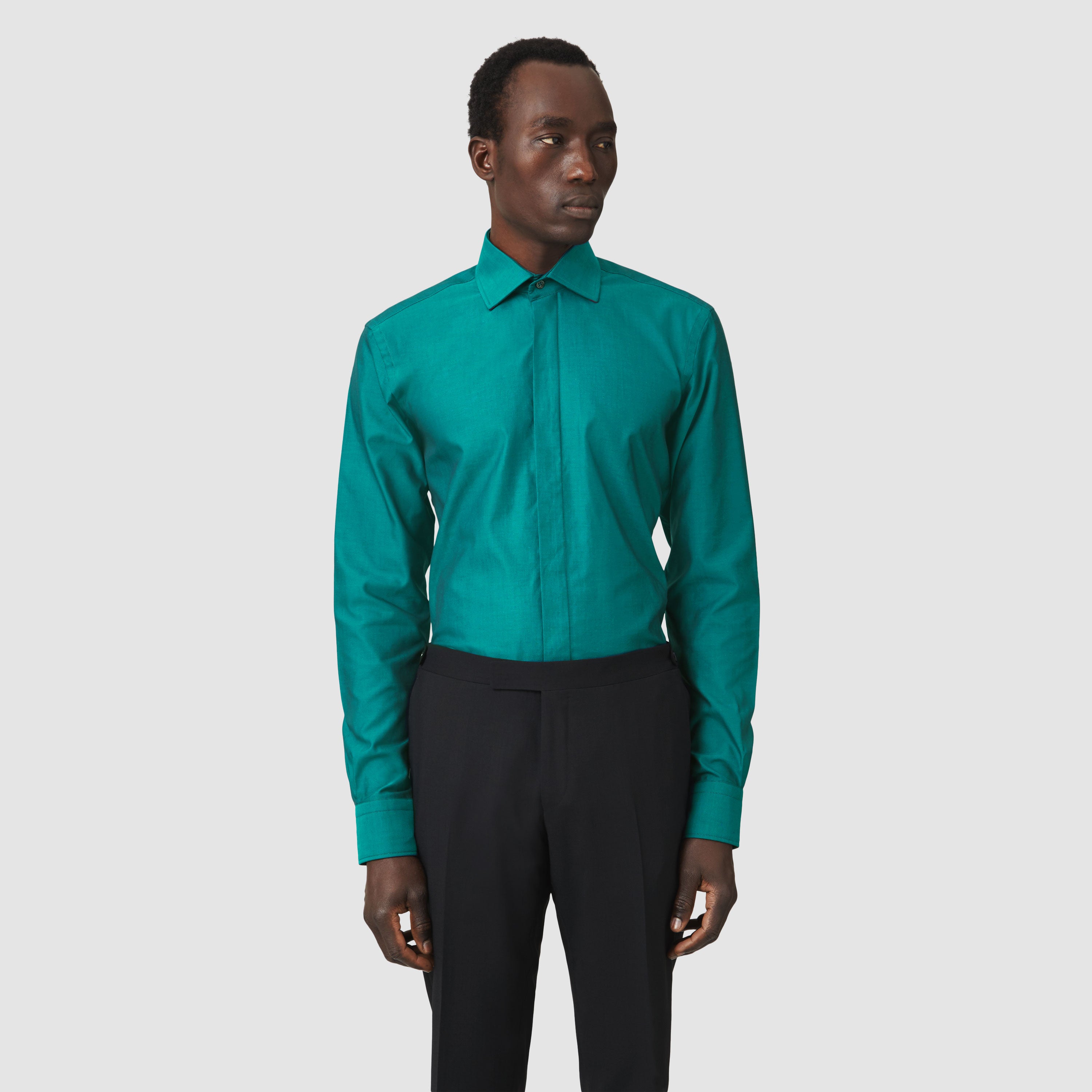 TEAL OXFORD WIDE CUT AWAY COLLAR SHIRT