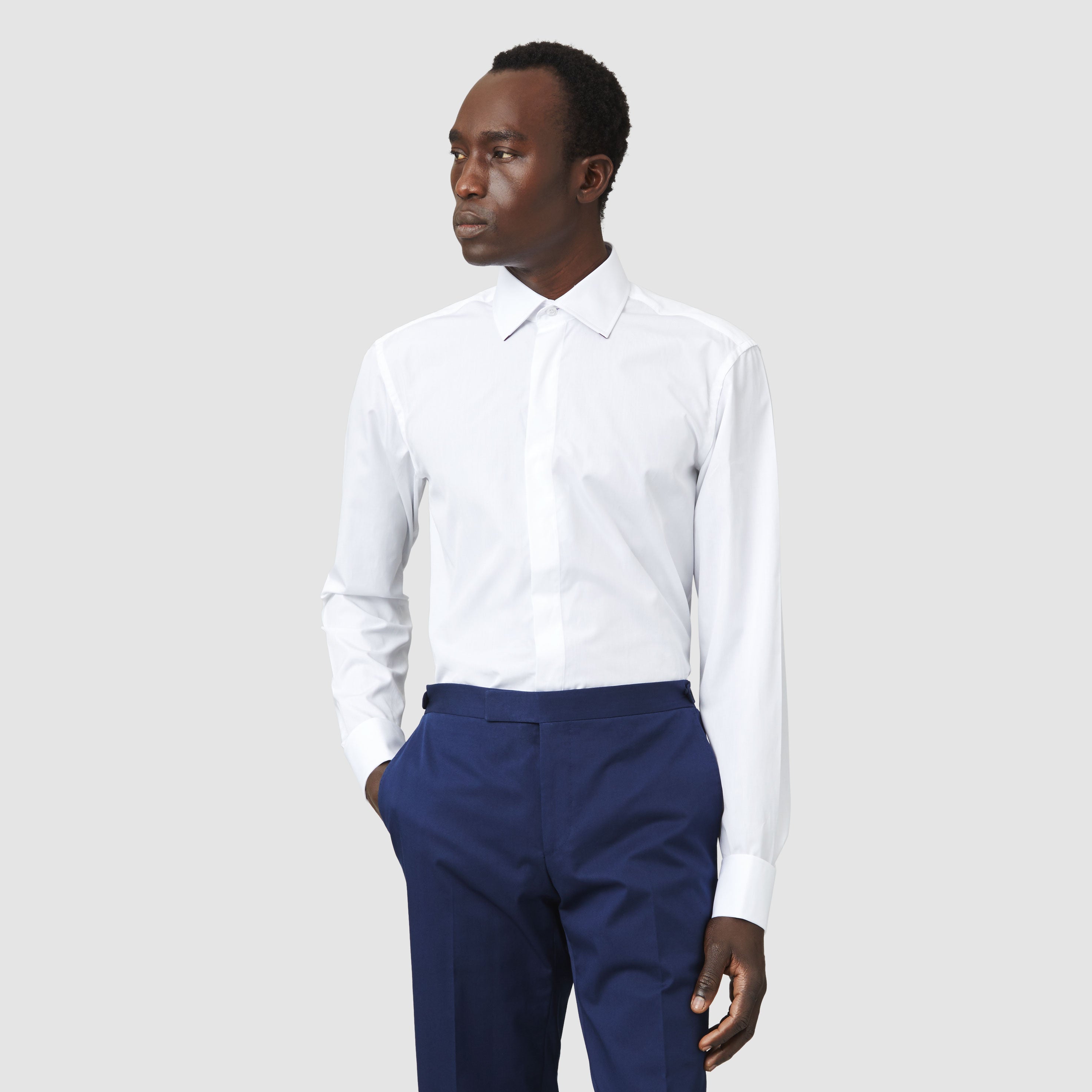 WIDE CUT AWAY COLLAR  SHIRT WITH FRENCH CUFFS